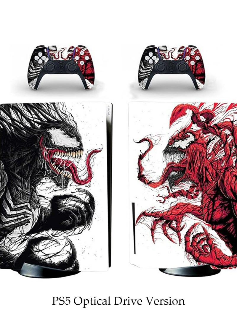 IINE PS5 Optical Drive Version Sticker, Sony PS5 Console Controller Skins Set, Skin Wrap Decal Sticker PS5 Disk Edition, Protective Film Sticker for PS5 Venom 2, Vinyl Sticker Cover Sticker - Image 1